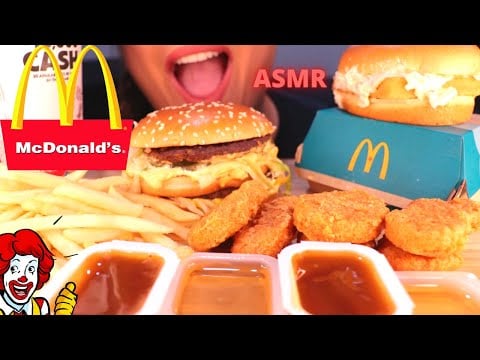 ASMR MOST POPULAR FOOD AT MCDONALDS (BIG MAC, NUGGETS, FILET-O-FISH, FRIES) MUKBANG |MandyFoods ASMR