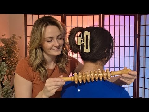 ASMR Head, Neck & Shoulder Chiropractic Massage With Cupping, Rolling Pin & Gua Sha Tools