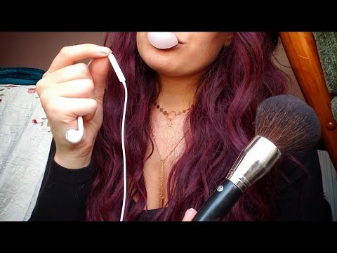 ASMR Chewing Bubble Gum, Lens Brushing, Mouth Sounds, Blowing Bubbles