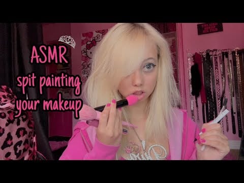 ASMR spit painting your makeup!🎀💄(fast and aggressive)