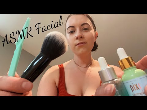 ASMR Facial (skin, brushing, rummaging, & hair sounds)