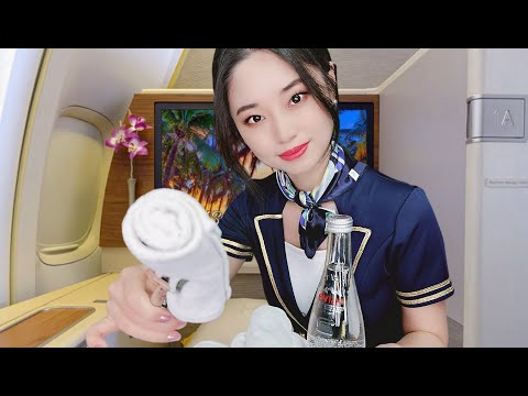 [ASMR] First Class Flight Attendant ~ Overnight International Flight