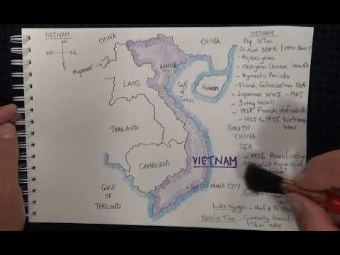 ASMR - Drawing a Map of Vietnam - Australian Accent - Chewing Gum & Quietly Whispering