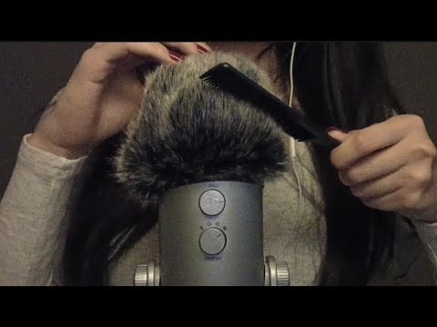 ASMR  Fluffy Mic Combing, Tongue Clicking