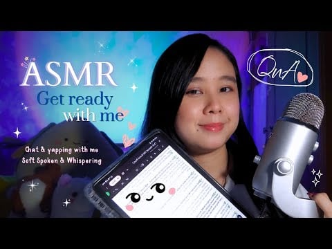 ASMR QnA Get Ready with Me - Special 75k Subs! 🤍🎉 - Soft Spoken Whispering, Chat and yapping with me
