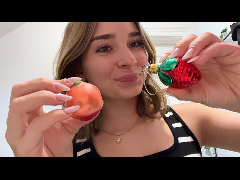 asmr tapping & scratching cute glass ornaments | lofi 🌽🏰