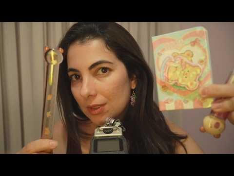 ASMR: Itens fofos de papelaria no quartinho rosa nostálgico
