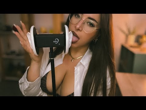 ASMR ear licking and blowing✨ (almost no talking)