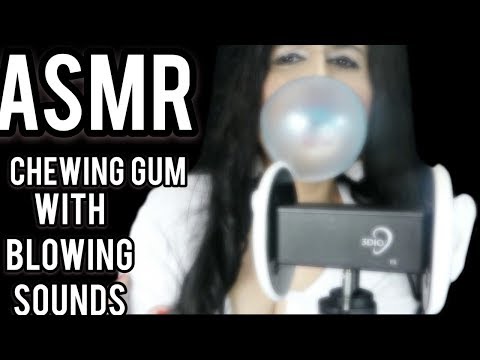 ASMR Gum Chewing With Blowing Bubbles💕🍬 Binaural Mic 1080p 60fps 🍬✨ 3dio