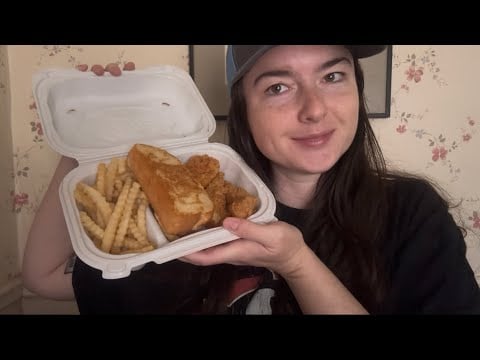 ASMR Raising Canes Mukbang and Q&A *4k subs celebration*