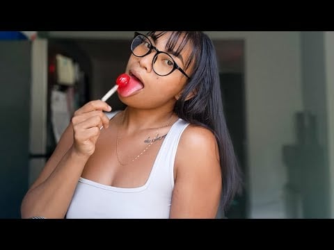 ASMR Lollipop Watermelon Flavor Sounds, Rambles + Gum Chewing 👅
