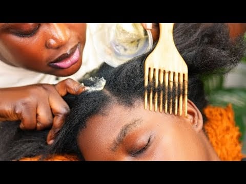 ASMR ✨long nails hair parting, Rat tail scalp scratching, whisper scalp oiling for sleep 