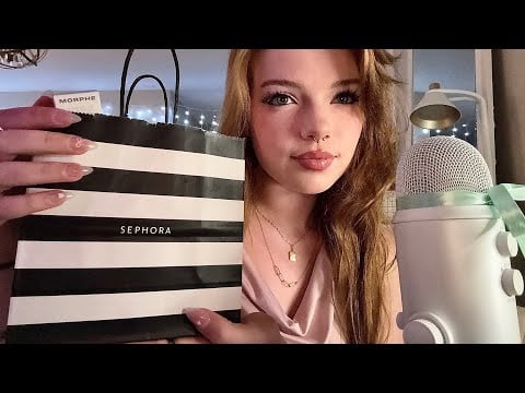 ASMR Makeup Haul 🪽| Soft Whisper Rambles, Tapping, Tracing + Cozy Sounds for Sleep