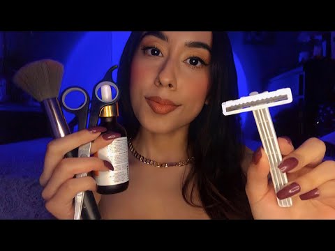 ASMR Barbershop💈Men's Beard Trim, Shaving & Eyebrows Grooming