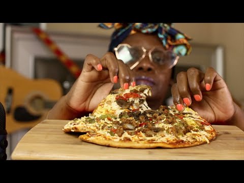 Trying Daiya Italian Sa-usage Supreme Pizza ASMR Eating Sounds