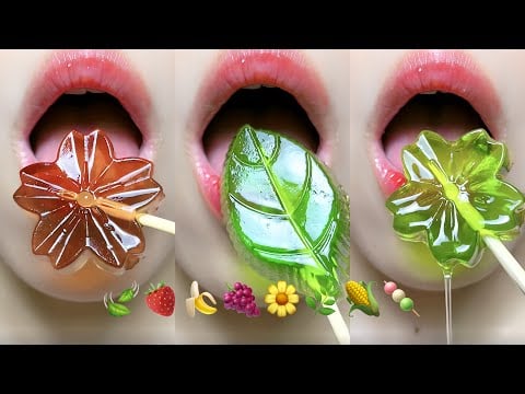 Compilation 10 Minutes Asmr Eating Wax Candy Honey Jelly Tanghulu Chocolate Emoji Food 🍃🌽🍇