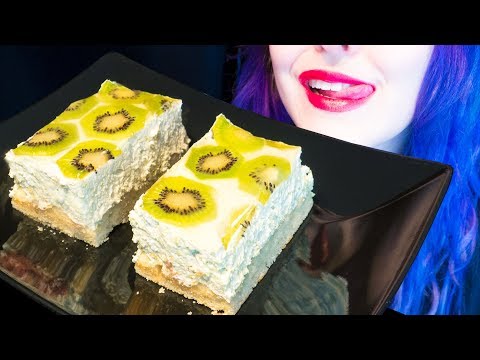 ASMR: Fluffy Kiwi & White Chocolate Cake ~ Relaxing Eating Sounds [No Talking|V] 😻