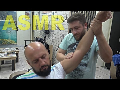 ASMR TURKISH BARBER SOFT MASSAGE THERAPY= NECK CRACK=head,back,arm,ear,neck,face massage=uyku masajı