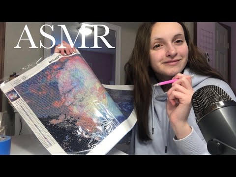 ASMR WORKING ON MY DIAMOND PAINTING W/RAMBLE