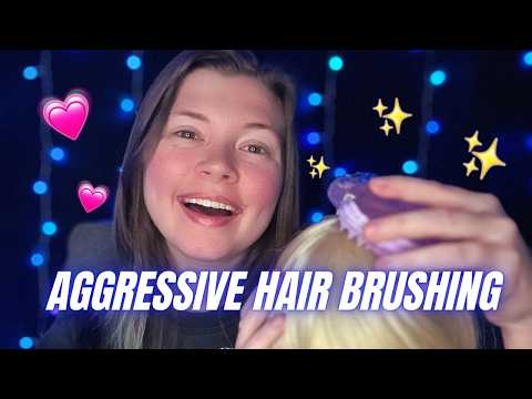 ASMR Fast and Aggressive Hair Brushing and Whispers