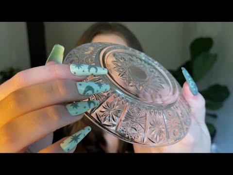 textured glass tapping & scratching for asmr (no talking)