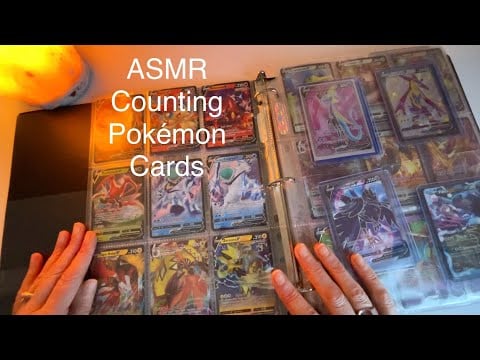 ASMR Whisper Counting Pokemon Cards in a Plastic Binder - Relaxing Point and Count You to Sleep