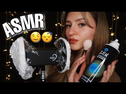 ASMR 3Dio SHAVING FOAM & BRUSHING Sounds 😍