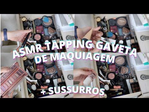 ASMR MINHA GAVETA DE MAQUIAGENS parte 1 -  Bruna Harmel ASMR