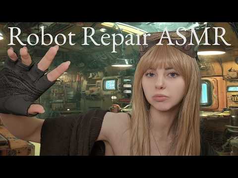 Robot Maintenance ASMR | Rainy Workshop, Delicate Repairs & Soothing Mechanical Sounds
