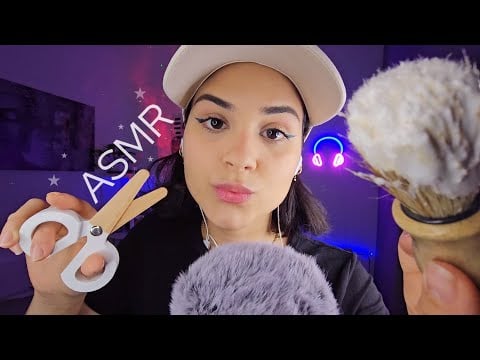 ASMR BARBEARIA a melhor BARBEIRA DA CIDADE faz seu cabelo e barba💈FALA SUAVE