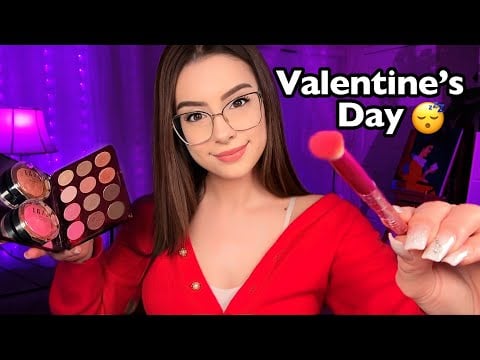 ASMR Valentine’s Day Makeup 💄 Romantic Celebrity Look for Sleep & Relaxation 💕