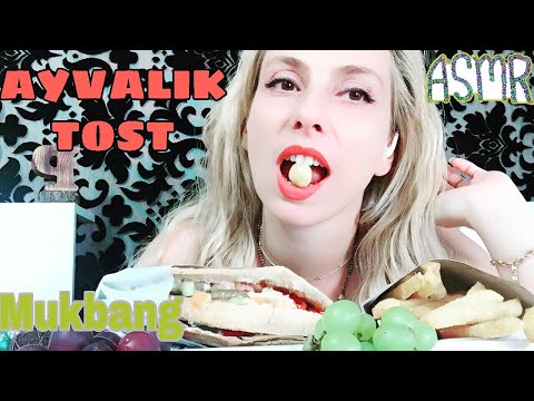 AYVALIK TOST MUKBANG / TÜRKÇE ASMR / çıtır sesler / beğendimmmiii acaba😳