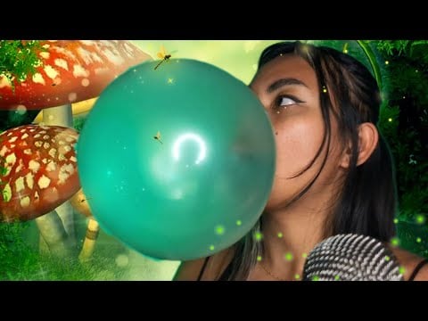 ASMR Chewing Green Apple Super Bubble Gum , 10 Pieces !! Blowing Bubbles , Satisfying Chewing