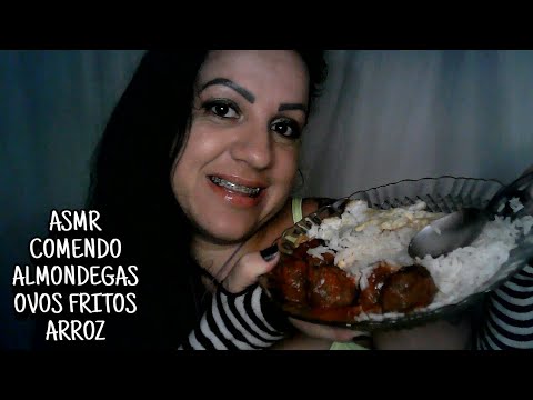 ASMR-MUKBANG COMENDO ALMONDEGAS + OVOS FRITOS + ARROZ #rumo2k  #asmr #mukbang #mastigação