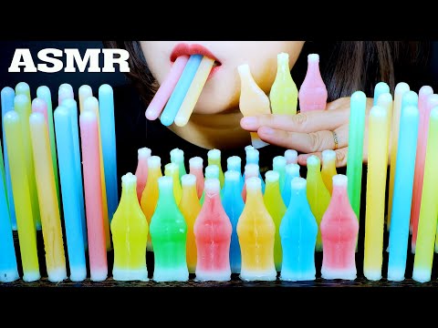 ASMR NIK-L-NIPS WAX BOTTLES STICK CANDY DRINKS EATING SOUNDS | LINH-ASMR 먹방 mukbang