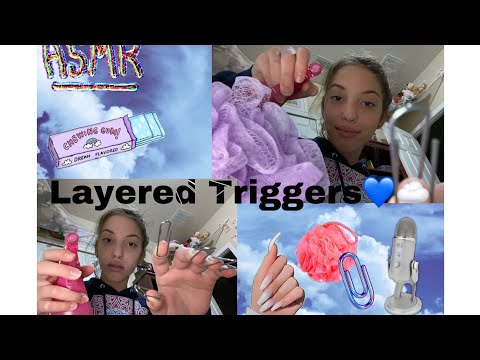 Cloud ASMR- Extreme Layered Triggers! Gum chewing, hand sounds, tapping and scratching, etc!