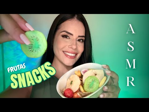 [ASMR] SNACKS FRUITS, Comendo frutas desidratadas, sons de mastigação crocante