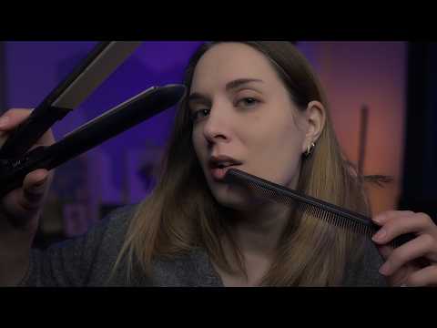 ASMR Fall Asleep at the French Hair Salon 🇫🇷 | Hair Brushing, Curling Iron & Scissor Sounds