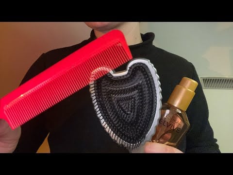 ASMR doing your hair 🧝🏼‍♀️🎀≽^• ˕ • ྀི≼ real hair, invisible clipping & parting 