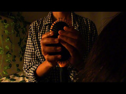 ASMR brushing your hair to sleep 💛 soft scalp scratches & care 💆‍♀️🌱