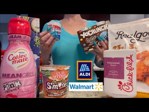 ASMR Gum Chewing Grocery Haul | Walmart & Aldi | Whispered Long Nails