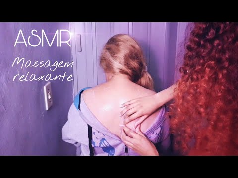 ASMR APLICADO NAS COSTAS - Massagem, creme, pincel, mouth sounds...