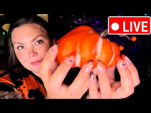 🔴LIVE: Halloween ASMR for tingles + relaxation🧡🎃 (tingly spooky triggers + rambling)