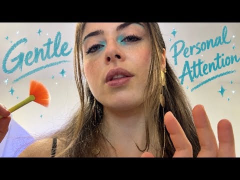 ASMR 🤍 Gentle Personal Attention,  hand movements, thunder & rain