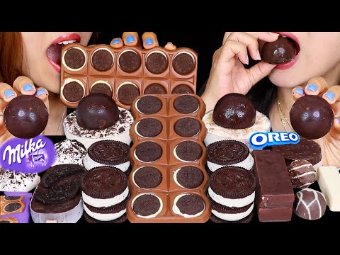 ASMR GIANT MILKA OREO CHOCOLATE BAR, ICE CREAM BON BONS, MINI COOKIE SANDWICHES, KINDER PINGUI 먹방