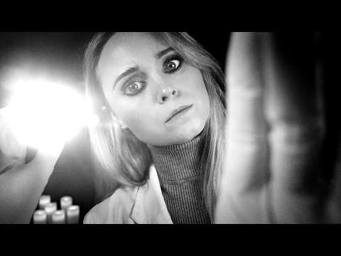 ASMR | BLACK & WHITE EYE EXAM (with a tiny splash of spooky crazy)
