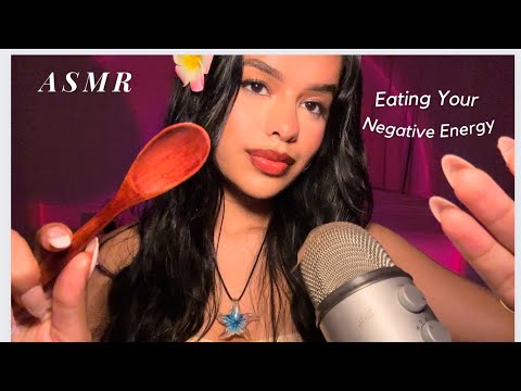 ASMR~ Eating Your Negative Energy w/ Wooden Spoon+ Lots of Mouth Sounds