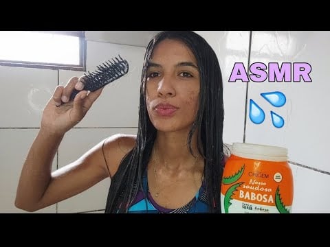 ASMR LAVANDO E HIDRATANDO MEU CABELO (sons de banho).