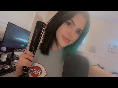 ASMR Whispering & Straightening My Hair (Irresistable Me Black Diamond Flat Iron)