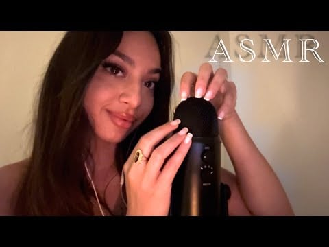ASMR | Clicky semi inaudible whispering with mic scratching